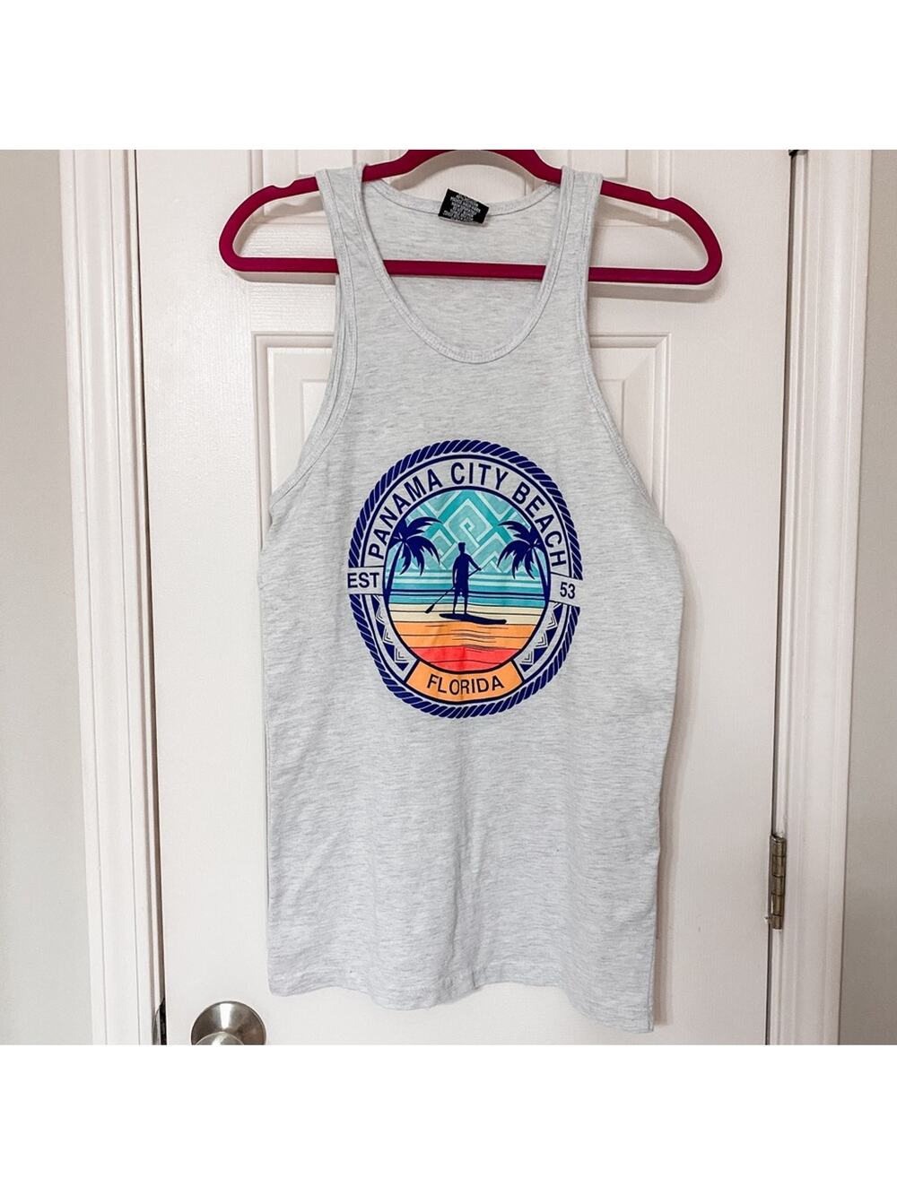SUNSATIONS • PCB Panama City Beach Florida Gray Tropical Tank Top